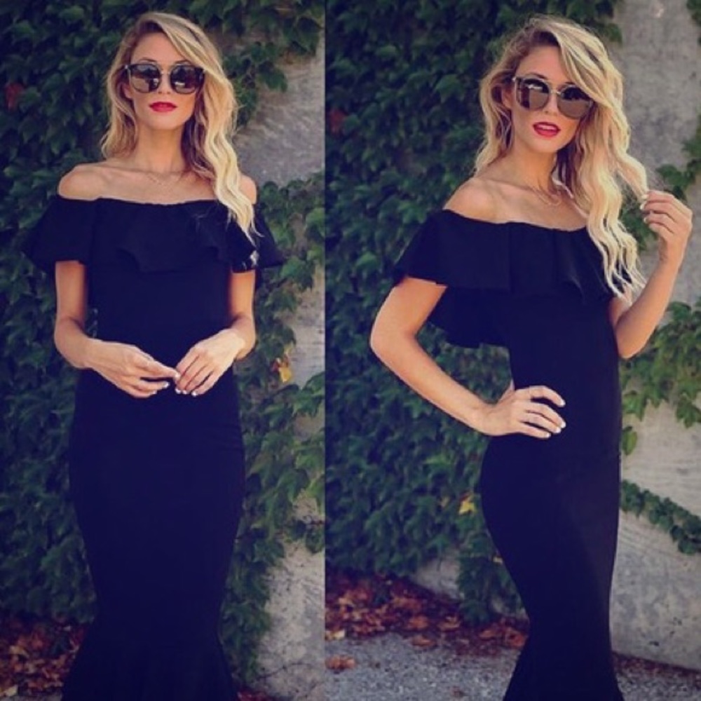NWT Black lace maxi dress